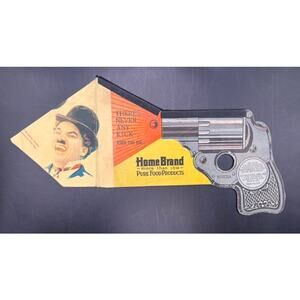RARE 1914 Home Brand Pure Food Products Charlie Chaplin Bang Gun Pop Gun Charles
